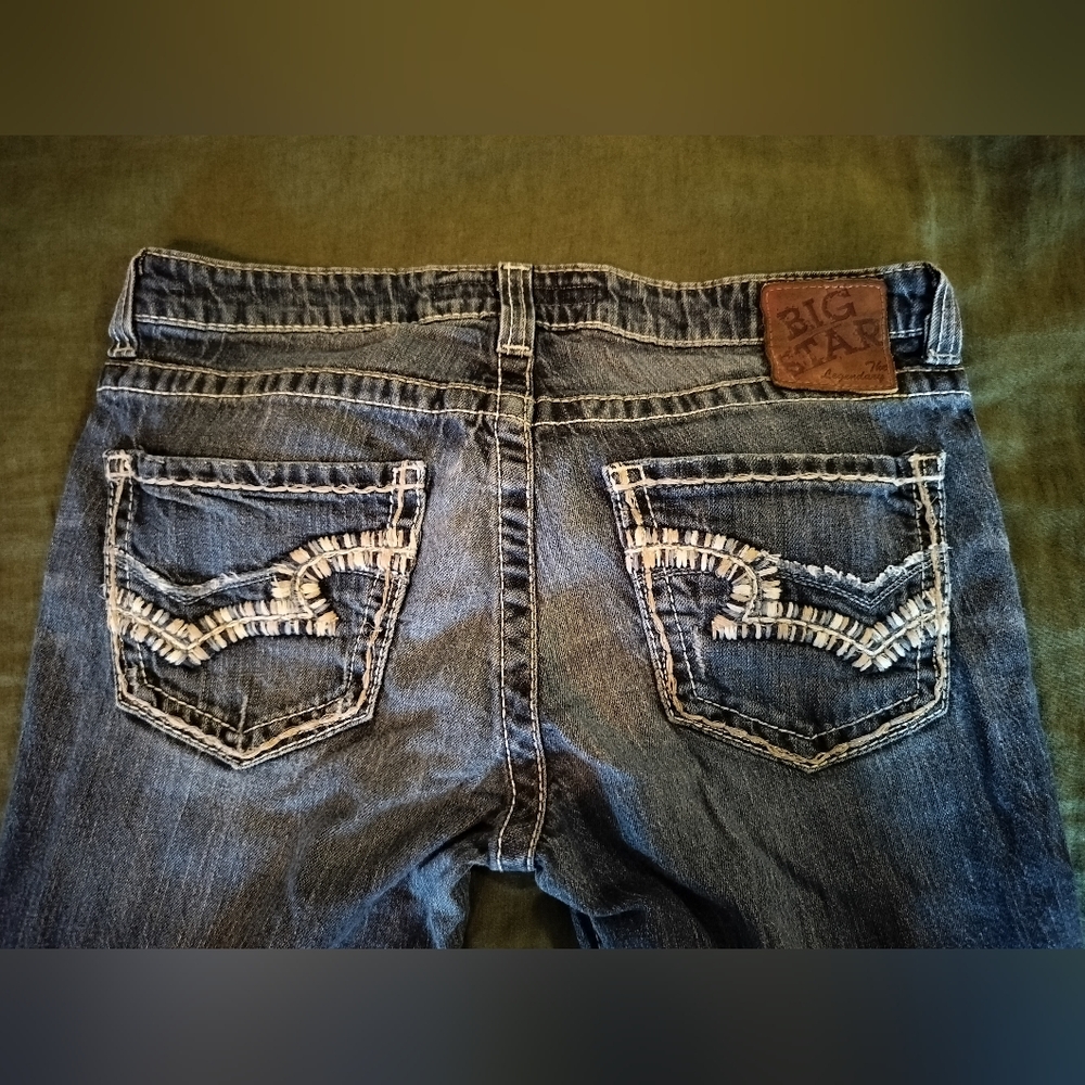 VTG Y2K Big Star Women's Lowrise Blue Distressed Boot Cut Jeans 29 R